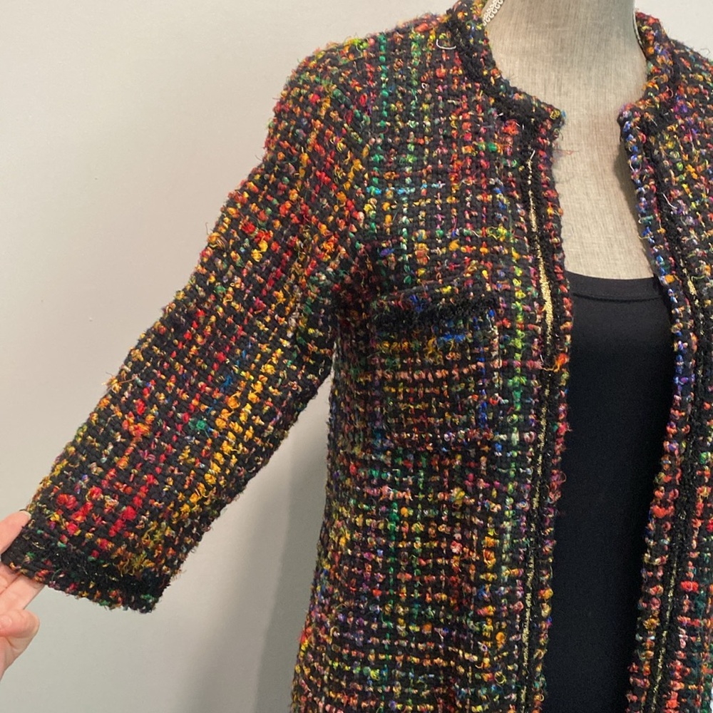 Anthropologie Twa Berwyn Tweed Coat Cardigan Multicolor NWT XS - Picture 8 of 16